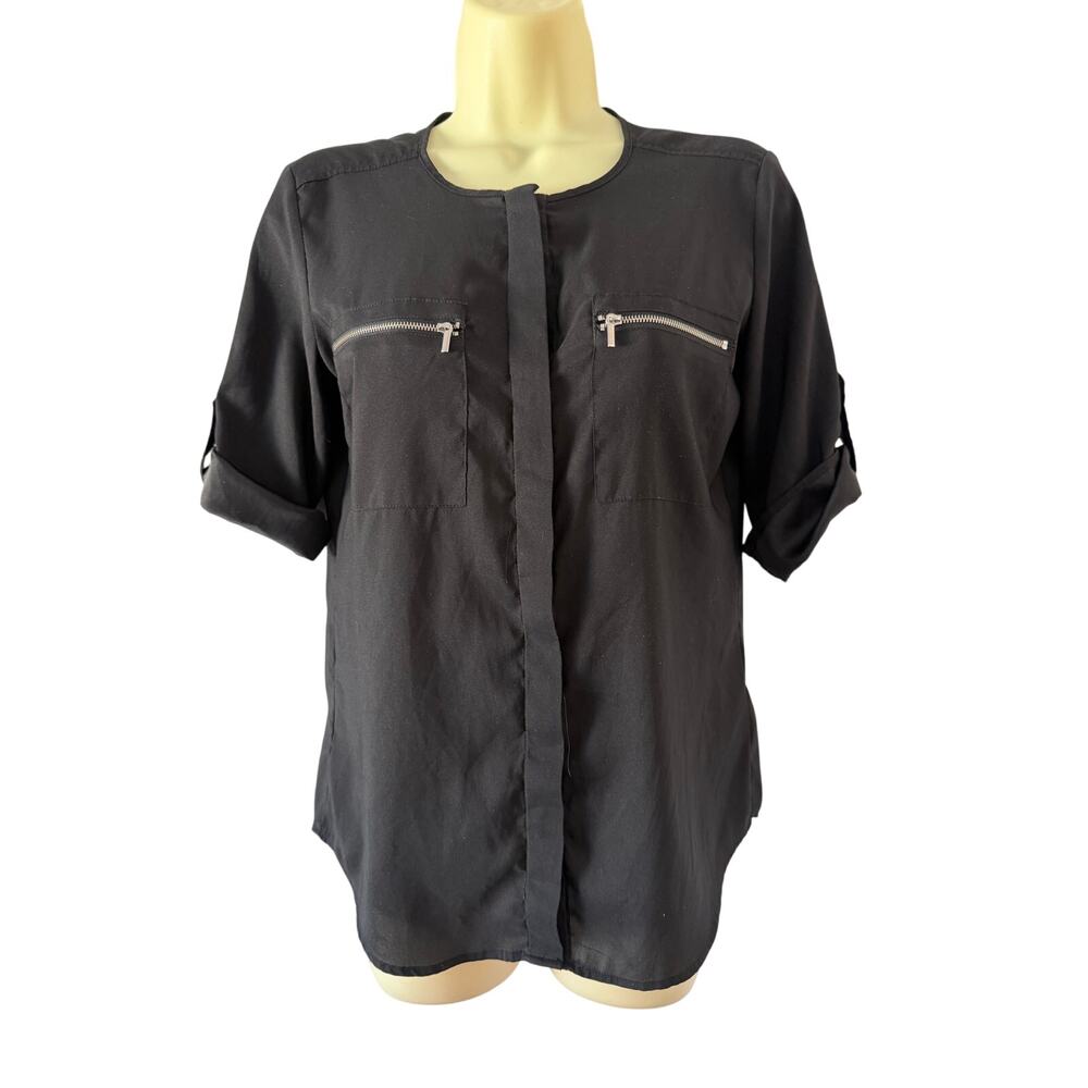 New York and Company Size XS Black Utility Blouse